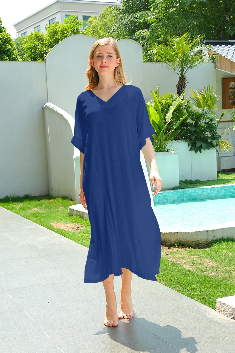 Women Apparel Ladies Beach Skirt Cotton Crepe Loose Fit Long Beach Dresses