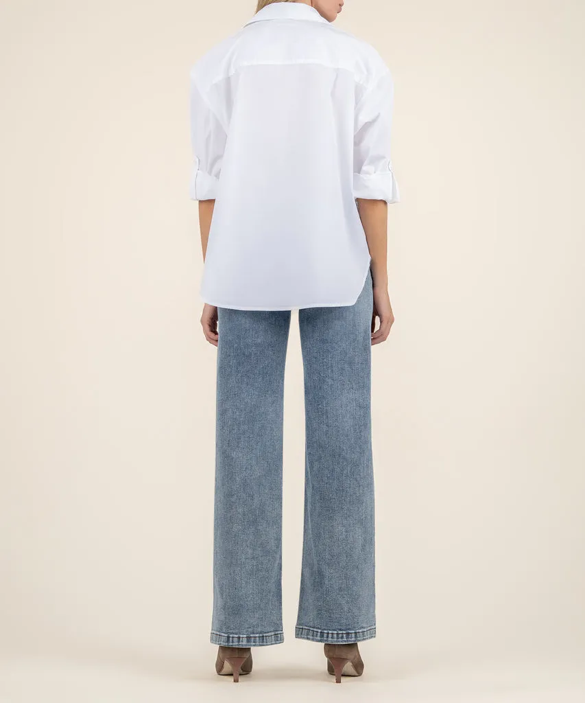Blusa feminina feminina lisa estilo escritório 2020 blusas compridas de sarja estilo feminino