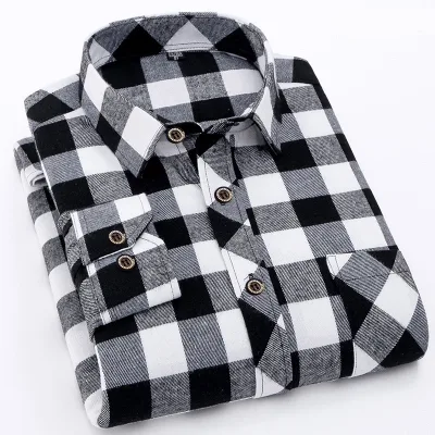 Original Office Causal Slim Fit Avião Veludo Outono e Inverno Espessado Lã Manga Manga Longa Camisa Masculina