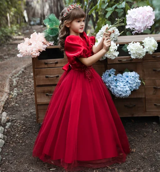 Roupas infantis de grife com decote em V roupas infantis manga curta roupas para meninas vestidos para festa à noite