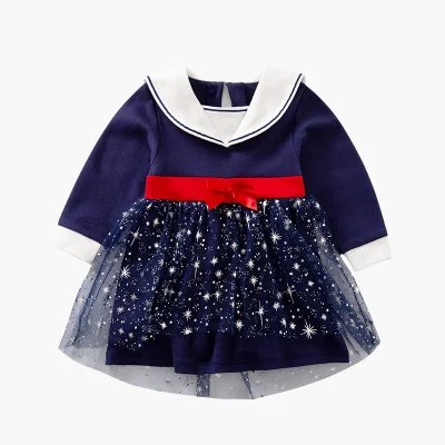 Vestido de bebê menina 2020 novo estilo estilo princesa com manga comprida para primavera ou outono
