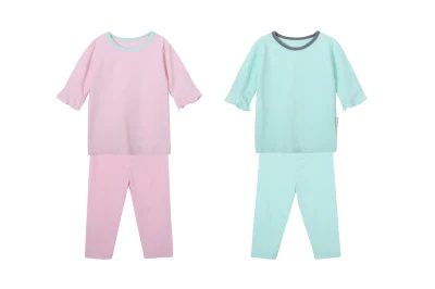 Conjunto de shorts camiseta manga curta meninas verão pijama roupa de dormir bambu algodão