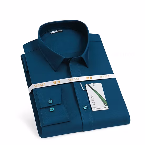 Camisas masculinas de fibra de bambu mangas compridas com botões para trabalho de escritório