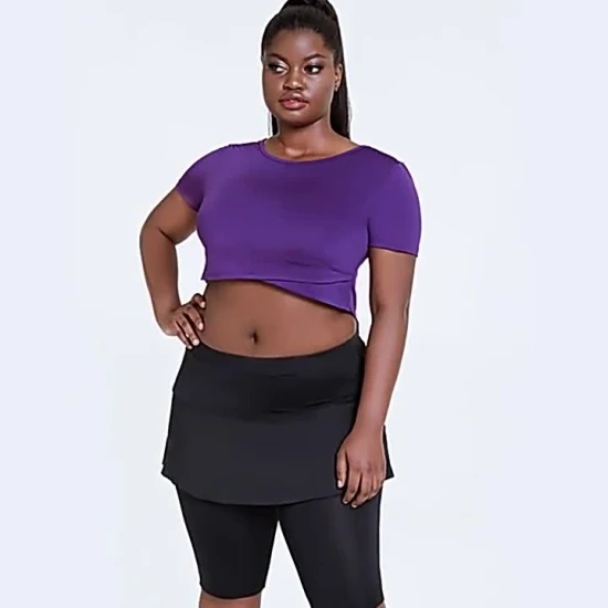 Blusa esportiva feminina sexy sem costura plus size feminina para ioga manga curta camisa de corrida